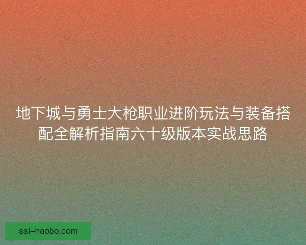 地下城与勇士大枪职业进阶玩法与装备搭配全解析指南六十级版本实战思路